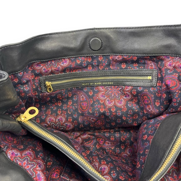 Marc By Marc Jacobs RARE Petal To The Metal Black Leather Gold Bird Tote Purse - Picture 12 of 16